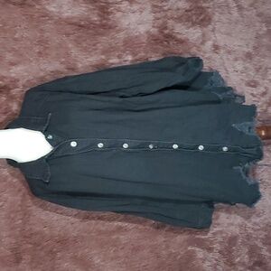 Pretty Little Thing Distressed Black Denim Shirt